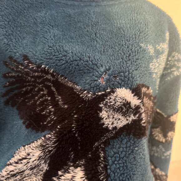 Eagles and Snowy Mountains High Pile Fleece Vintage 90s Zip Front Jacket (Small) - Picture 8 of 8